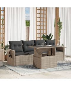 vidaXL vidaXL 5-cz. zestaw mebli do ogrodu, poduszki, jasnoszary rattan PE Dārza mēbeļu komplekti