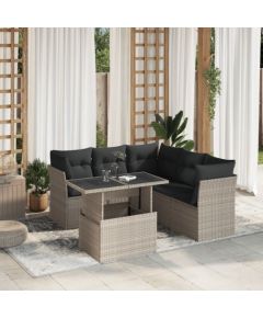 vidaXL vidaXL 6-cz. zestaw mebli ogrodowych, z poduszkami, jasnoszary Dārza mēbeļu komplekti