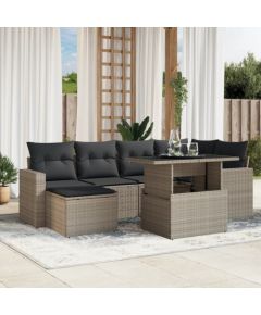 vidaXL vidaXL 7-cz. zestaw wypoczynkowy do ogrodu, z poduszkami, jasnoszary Dārza mēbeļu komplekti