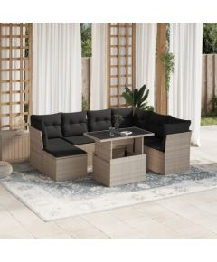 vidaXL vidaXL 8-cz. zestaw mebli ogrodowych, poduszki, jasnoszary polirattan Dārza mēbeļu komplekti