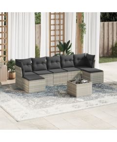 vidaXL vidaXL 8-cz. zestaw mebli ogrodowych, poduszki, jasnoszary polirattan Dārza mēbeļu komplekti