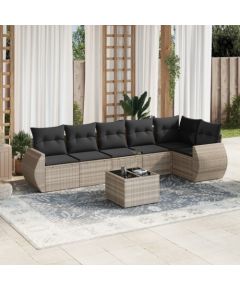 vidaXL vidaXL 7-cz. zestaw wypoczynkowy do ogrodu, z poduszkami, jasnoszary Dārza mēbeļu komplekti