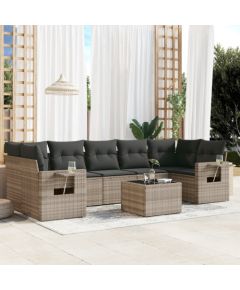 vidaXL vidaXL 8-cz. zestaw mebli ogrodowych, poduszki, jasnoszary polirattan Dārza mēbeļu komplekti