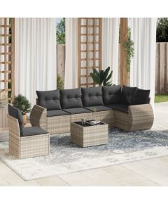 vidaXL vidaXL 7-cz. zestaw wypoczynkowy do ogrodu, z poduszkami, jasnoszary Dārza mēbeļu komplekti