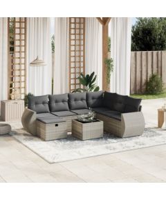 vidaXL vidaXL 8-cz. zestaw mebli ogrodowych, poduszki, jasnoszary polirattan Dārza mēbeļu komplekti