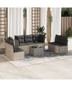 vidaXL vidaXL 8-cz. zestaw mebli ogrodowych, poduszki, jasnoszary polirattan Dārza mēbeļu komplekti