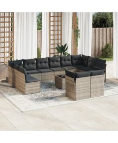 vidaXL vidaXL 13-cz. zestaw mebli ogrodowych, z poduszkami, jasnoszary Dārza mēbeļu komplekti