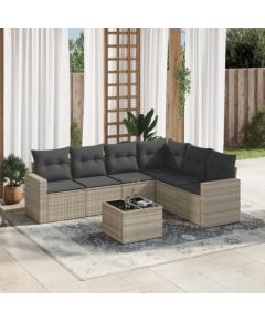 vidaXL vidaXL 7-cz. zestaw wypoczynkowy do ogrodu, z poduszkami, jasnoszary Dārza mēbeļu komplekti