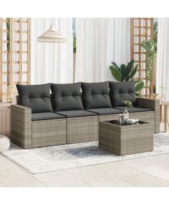 vidaXL vidaXL 5-cz. zestaw mebli do ogrodu, poduszki, jasnoszary rattan PE Dārza mēbeļu komplekti