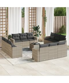 vidaXL vidaXL 13-cz. zestaw mebli ogrodowych, z poduszkami, jasnoszary Dārza mēbeļu komplekti