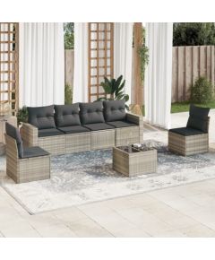 vidaXL vidaXL 7-cz. zestaw wypoczynkowy do ogrodu, z poduszkami, jasnoszary Dārza mēbeļu komplekti