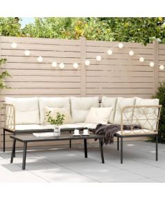 vidaXL vidaXL Ogrodowy zestaw mebli z poduszkami, czarny, stal i textilene Dārza mēbeļu komplekti