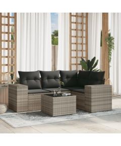 vidaXL vidaXL 5-cz. zestaw mebli do ogrodu, poduszki, jasnoszary rattan PE Dārza mēbeļu komplekti