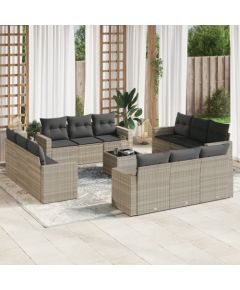 vidaXL vidaXL 13-cz. zestaw mebli ogrodowych, z poduszkami, jasnoszary Dārza mēbeļu komplekti