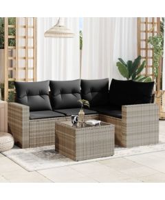 vidaXL vidaXL 5-cz. zestaw mebli do ogrodu, poduszki, jasnoszary rattan PE Dārza mēbeļu komplekti