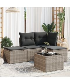 vidaXL vidaXL 5-cz. zestaw mebli do ogrodu, poduszki, jasnoszary rattan PE Dārza mēbeļu komplekti