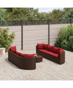 vidaXL vidaXL 9-cz. zestaw mebli ogrodowych z poduszkami, brązowy, polirattan Dārza mēbeļu komplekti