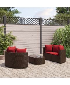 vidaXL vidaXL 5-cz. zestaw mebli ogrodowych z poduszkami, brązowy, polirattan Dārza mēbeļu komplekti