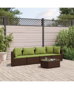 vidaXL vidaXL 5-cz. zestaw mebli ogrodowych z poduszkami, brązowy, polirattan Dārza mēbeļu komplekti