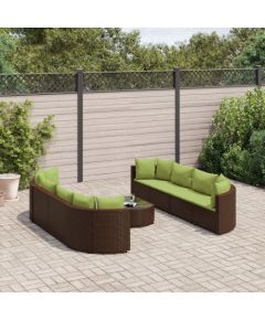 vidaXL vidaXL 9-cz. zestaw mebli ogrodowych z poduszkami, brązowy, polirattan Dārza mēbeļu komplekti