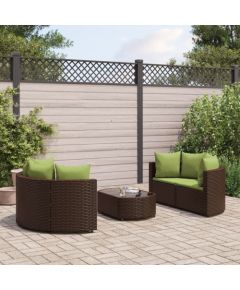 vidaXL vidaXL 5-cz. zestaw mebli ogrodowych z poduszkami, brązowy, polirattan Dārza mēbeļu komplekti