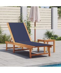 vidaXL vidaXL Leżak ze stolikiem, niebieski, lite drewno akacjowe i textilene Шезлонги и пляжные стулья