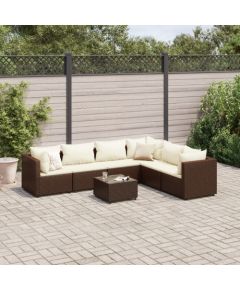 vidaXL vidaXL 7-cz. zestaw wypoczynkowy do ogrodu, z poduszkami, rattan PE Dārza mēbeļu komplekti