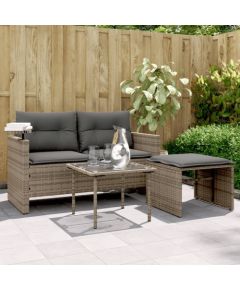 vidaXL vidaXL 3-częściowa sofa do ogrodu, z poduszkami, szara, polirattanowa Dārza mēbeļu komplekti