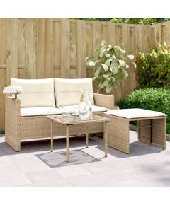 vidaXL vidaXL 3-cz. zestaw mebli ogrodowych z poduszkami, beżowy, polirattan Dārza mēbeļu komplekti