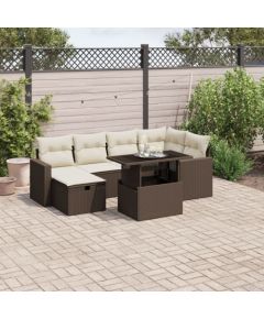 vidaXL vidaXL 7-cz. zestaw wypoczynkowy do ogrodu, z poduszkami, brązowy Dārza mēbeļu komplekti