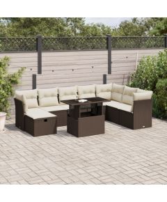 vidaXL vidaXL 9-cz. zestaw mebli ogrodowych z poduszkami, brązowy, polirattan Dārza mēbeļu komplekti