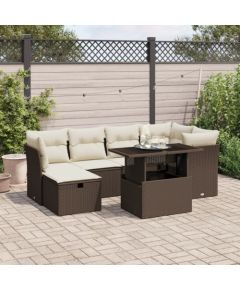 vidaXL vidaXL 7-cz. zestaw wypoczynkowy do ogrodu, z poduszkami, brązowy Dārza mēbeļu komplekti