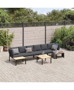 vidaXL vidaXL 5-cz. zestaw mebli do ogrodu, z poduszkami, czarne aluminium Dārza mēbeļu komplekti