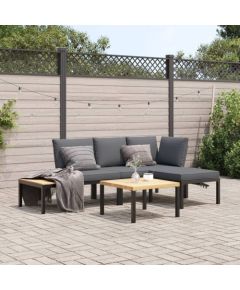 vidaXL vidaXL 4-cz. zestaw mebli do ogrodu, z poduszkami, czarne aluminium Dārza mēbeļu komplekti