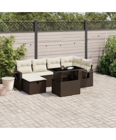 vidaXL vidaXL 7-cz. zestaw wypoczynkowy do ogrodu, z poduszkami, brązowy Dārza mēbeļu komplekti