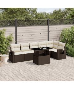 vidaXL vidaXL 7-cz. zestaw wypoczynkowy do ogrodu, z poduszkami, brązowy Dārza mēbeļu komplekti