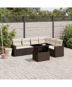 vidaXL vidaXL 7-cz. zestaw wypoczynkowy do ogrodu, z poduszkami, brązowy Dārza mēbeļu komplekti