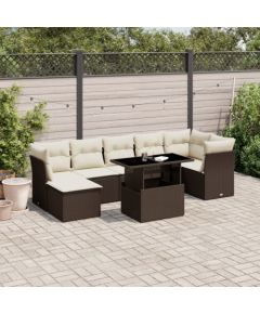 vidaXL vidaXL 8-cz. zestaw wypoczynkowy do ogrodu, z poduszkami, brązowy Dārza mēbeļu komplekti