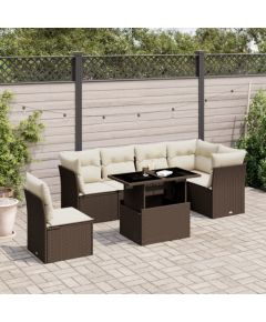 vidaXL vidaXL 7-cz. zestaw wypoczynkowy do ogrodu, z poduszkami, brązowy Dārza mēbeļu komplekti