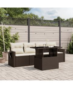 vidaXL vidaXL 5-cz. zestaw mebli ogrodowych z poduszkami, brązowy, polirattan Dārza mēbeļu komplekti