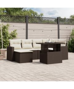 vidaXL vidaXL 7-cz. zestaw wypoczynkowy do ogrodu, z poduszkami, brązowy Dārza mēbeļu komplekti