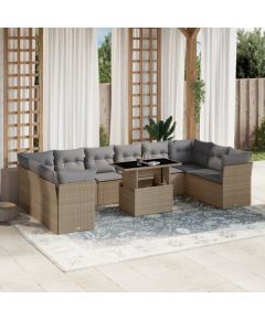 vidaXL vidaXL 11-cz. zestaw mebli ogrodowych z poduszkami, beżowy, polirattan Dārza mēbeļu komplekti