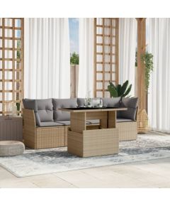 vidaXL vidaXL 5-cz. zestaw mebli ogrodowych z poduszkami, beżowy, polirattan Dārza mēbeļu komplekti