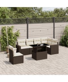 vidaXL vidaXL 7-cz. zestaw wypoczynkowy do ogrodu, z poduszkami, brązowy Dārza mēbeļu komplekti