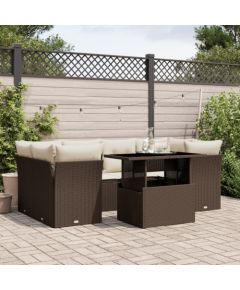 vidaXL vidaXL 7-cz. zestaw wypoczynkowy do ogrodu, z poduszkami, brązowy Dārza mēbeļu komplekti