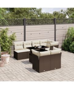 vidaXL vidaXL 8-cz. zestaw wypoczynkowy do ogrodu, z poduszkami, brązowy Dārza mēbeļu komplekti