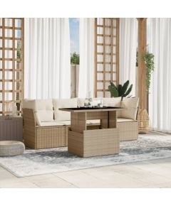 vidaXL vidaXL 5-cz. zestaw mebli ogrodowych z poduszkami, beżowy, polirattan Dārza mēbeļu komplekti