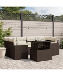 vidaXL vidaXL 7-cz. zestaw wypoczynkowy do ogrodu, z poduszkami, brązowy Dārza mēbeļu komplekti