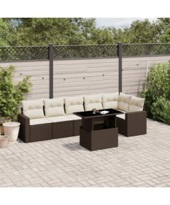 vidaXL vidaXL 7-cz. zestaw wypoczynkowy do ogrodu, z poduszkami, brązowy Dārza mēbeļu komplekti