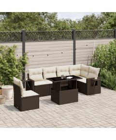 vidaXL vidaXL 7-cz. zestaw wypoczynkowy do ogrodu, z poduszkami, brązowy Dārza mēbeļu komplekti